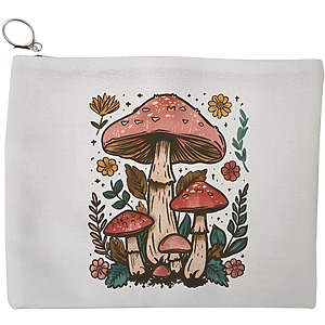 Portfard Cosmetice tip Plic Colorful Mushrooms 2, 23x18 cm, Alb, BEKZ®