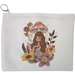 Portfard Cosmetice tip Plic Colorful Mushrooms 3, 23x18 cm, Alb, BEKZ®