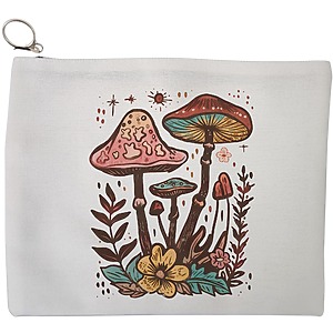 Portfard Cosmetice tip Plic Colorful Mushrooms 4, 23x18 cm, Alb, BEKZ®