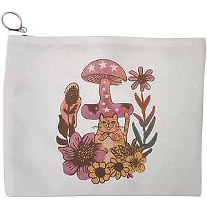 Portfard Cosmetice tip Plic Colorful Mushrooms 7, 23x18 cm, Alb, BEKZ®