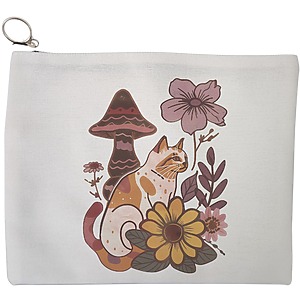 Portfard Cosmetice tip Plic Colorful Mushrooms 8, 23x18 cm, Alb, BEKZ®