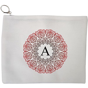 Portfard Cosmetice tip Plic, Cu litera A si Mandala, 23x18 cm, Alb, BEKZ®