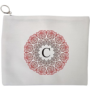 Portfard Cosmetice tip Plic, Cu litera C si Mandala, 23x18 cm, Alb, BEKZ®