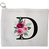 Portfard Cosmetice tip Plic, Cu litera D si Trandafiri, 23x18 cm, Alb, BEKZ® 13 Portfard Cosmetice tip Plic Cu litera D si Trandafiri 23x18 cm Alb BEKZ®