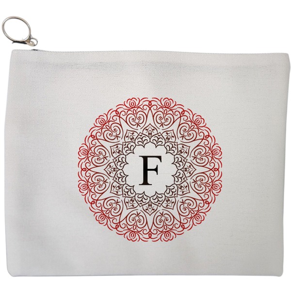 Portfard Cosmetice tip Plic, Cu litera F si Mandala, 23x18 cm, Alb, BEKZ® 9 Portfard Cosmetice tip Plic Cu litera F si Mandala 23x18 cm Alb BEKZ®