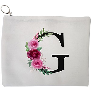 Portfard Cosmetice tip Plic, Cu litera G si Trandafiri, 23x18 cm, Alb, BEKZ®