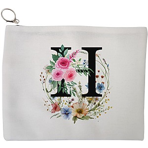 Portfard Cosmetice tip Plic, Cu litera H in Coronita Florala, 23x18 cm, Alb, BEKZ®