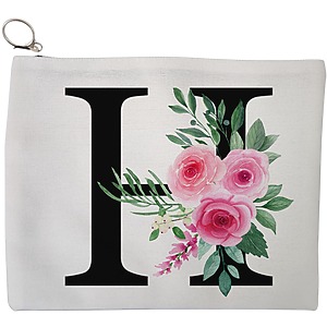 Portfard Cosmetice tip Plic, Cu litera H si Trandafiri, 23x18 cm, Alb, BEKZ®