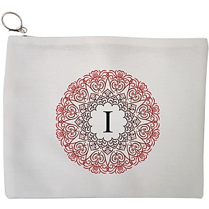 Portfard Cosmetice tip Plic, Cu litera I si Mandala, 23x18 cm, Alb, BEKZ®