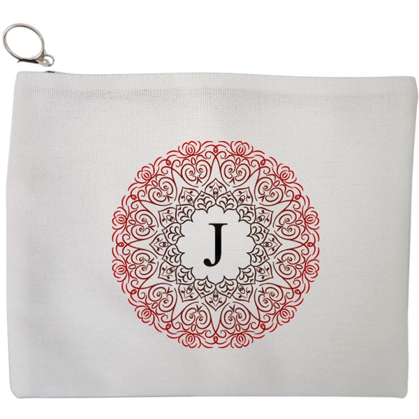 Portfard Cosmetice tip Plic, Cu litera J si Mandala, 23x18 cm, Alb, BEKZ® 9 Portfard Cosmetice tip Plic Cu litera J si Mandala 23x18 cm Alb BEKZ®
