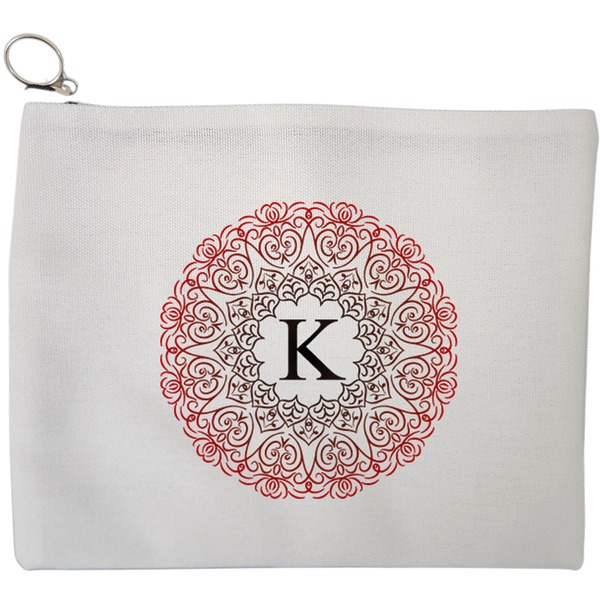 Portfard Cosmetice tip Plic, Cu litera K si Mandala, 23x18 cm, Alb, BEKZ® 9 Portfard Cosmetice tip Plic Cu litera K si Mandala 23x18 cm Alb BEKZ®