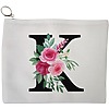 Portfard Cosmetice tip Plic, Cu litera K si Trandafiri, 23x18 cm, Alb, BEKZ® 13 Portfard Cosmetice tip Plic Cu litera K si Trandafiri 23x18 cm Alb BEKZ®