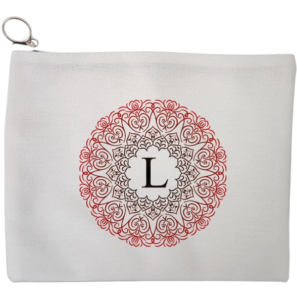 Portfard Cosmetice tip Plic, Cu litera L si Mandala, 23x18 cm, Alb, BEKZ® 9 Portfard Cosmetice tip Plic Cu litera L si Mandala 23x18 cm Alb BEKZ®