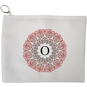 Portfard Cosmetice tip Plic, Cu litera O si Mandala, 23x18 cm, Alb, BEKZ®