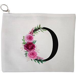 Portfard Cosmetice tip Plic, Cu litera O si Trandafiri, 23x18 cm, Alb, BEKZ®