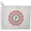 Portfard Cosmetice tip Plic, Cu litera P si Mandala, 23x18 cm, Alb, BEKZ® 13 Portfard Cosmetice tip Plic Cu litera P si Mandala 23x18 cm Alb BEKZ®