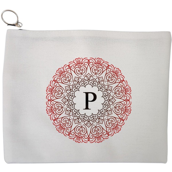 Portfard Cosmetice tip Plic, Cu litera P si Mandala, 23x18 cm, Alb, BEKZ® 9 Portfard Cosmetice tip Plic Cu litera P si Mandala 23x18 cm Alb BEKZ®