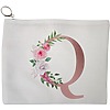 Portfard Cosmetice tip Plic, Cu litera Q Rose Gold si Trandafiri, 23x18 cm, Alb, BEKZ® 13 Portfard Cosmetice tip Plic Cu litera Q Rose Gold si Trandafiri 23x18 cm Alb BEKZ®
