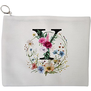 Portfard Cosmetice tip Plic, Cu litera Y in Coronita Florala, 23x18 cm, Alb, BEKZ®