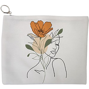 Portfard Cosmetice tip Plic, Flower Lady 1, 23x18 cm, Alb, BEKZ®