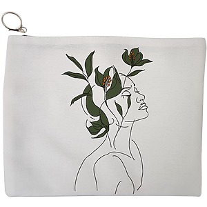 Portfard Cosmetice tip Plic, Flower Lady 10, 23x18 cm, Alb, BEKZ®