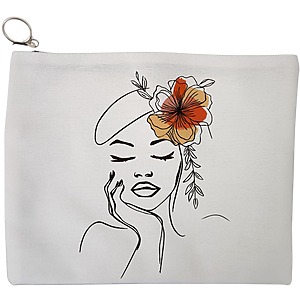 Portfard Cosmetice tip Plic, Flower Lady 13, 23x18 cm, Alb, BEKZ®