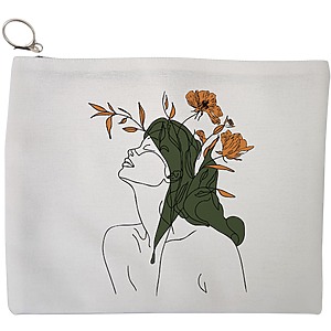 Portfard Cosmetice tip Plic, Flower Lady 14, 23x18 cm, Alb, BEKZ®