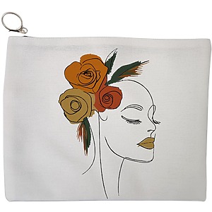 Portfard Cosmetice tip Plic, Flower Lady 15, 23x18 cm, Alb, BEKZ®