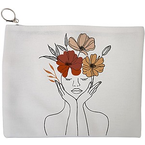 Portfard Cosmetice tip Plic, Flower Lady 19, 23x18 cm, Alb, BEKZ®