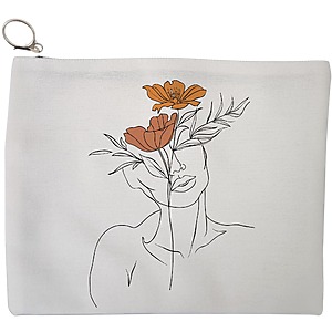 Portfard Cosmetice tip Plic, Flower Lady 2, 23x18 cm, Alb, BEKZ®