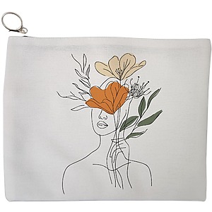 Portfard Cosmetice tip Plic, Flower Lady 3, 23x18 cm, Alb, BEKZ®