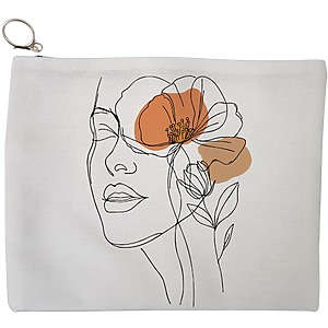 Portfard Cosmetice tip Plic, Flower Lady 4, 23x18 cm, Alb, BEKZ®