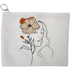 Portfard Cosmetice tip Plic, Flower Lady 5, 23x18 cm, Alb, BEKZ®