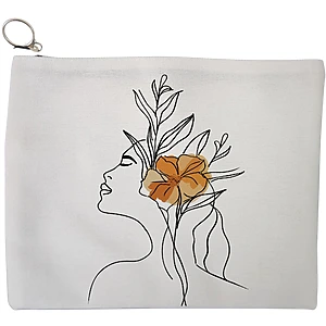 Portfard Cosmetice tip Plic, Flower Lady 9, 23x18 cm, Alb, BEKZ®