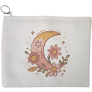 Portfard Cosmetice tip Plic Moon Flower, 23x18 cm, Alb, BEKZ®
