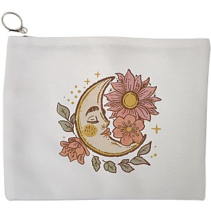 Portfard Cosmetice tip Plic Moon Flowers, 23x18 cm, Alb, BEKZ®