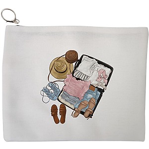 Portfard Cosmetice tip Plic Travel Girl 10, 23x18 cm, Alb, BEKZ®