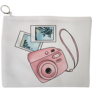 Portfard Cosmetice tip Plic Travel Girl 13, 23x18 cm, Alb, BEKZ®