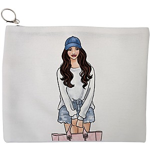 Portfard Cosmetice tip Plic Travel Girl 6, 23x18 cm, Alb, BEKZ®