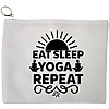 Portfard Cosmetice tip Plic Yoga Eat Sleap Yoga Repeat, 23x18 cm, Alb, BEKZ® 13 Portfard Cosmetice tip Plic Yoga Eat Sleap Yoga Repeat 23x18 cm Alb BEKZ®