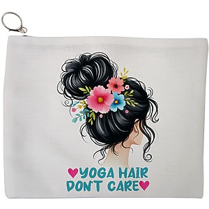 Portfard Cosmetice tip Plic Yoga Hair don't care, 23x18 cm, Alb, BEKZ®