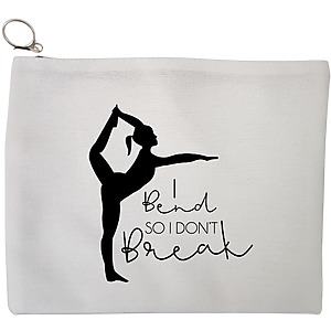 Portfard Cosmetice tip Plic Yoga I bend so I don't break, 23x18 cm, Alb, BEKZ®