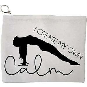 Portfard Cosmetice tip Plic Yoga I create my own calm, 23x18 cm, Alb, BEKZ®