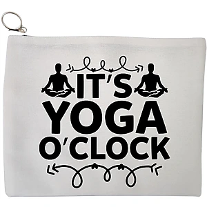 Portfard Cosmetice tip Plic Yoga It's yoga o'clock, 23x18 cm, Alb, BEKZ®