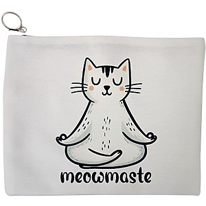 Portfard Cosmetice tip Plic Yoga Meowmaste, 23x18 cm, Alb, BEKZ®