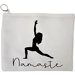 Portfard Cosmetice tip Plic Yoga Namaste, 23x18 cm, Alb, BEKZ®