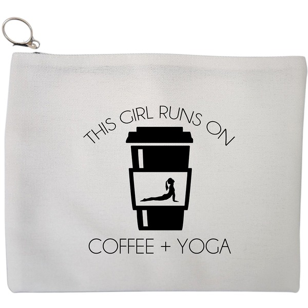 Portfard Cosmetice tip Plic Yoga This Girl runs on coffe and yoga 2, 23x18 cm, Alb, BEKZ® 9 Portfard Cosmetice tip Plic Yoga This Girl runs on coffe and yoga 2 23x18 cm Alb BEKZ®