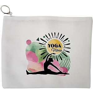 Portfard Cosmetice tip Plic Yoga Vibes, 23x18 cm, Alb, BEKZ®