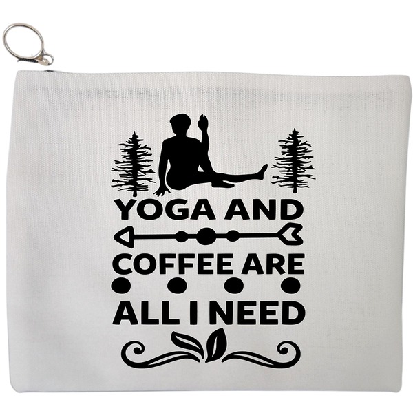 Portfard Cosmetice tip Plic Yoga and Coffee are all I need, 23x18 cm, Alb, BEKZ® 9 Portfard Cosmetice tip Plic Yoga and Coffee are all I need 23x18 cm Alb BEKZ®