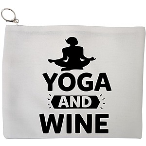 Portfard Cosmetice tip Plic Yoga and Wine, 23x18 cm, Alb, BEKZ®